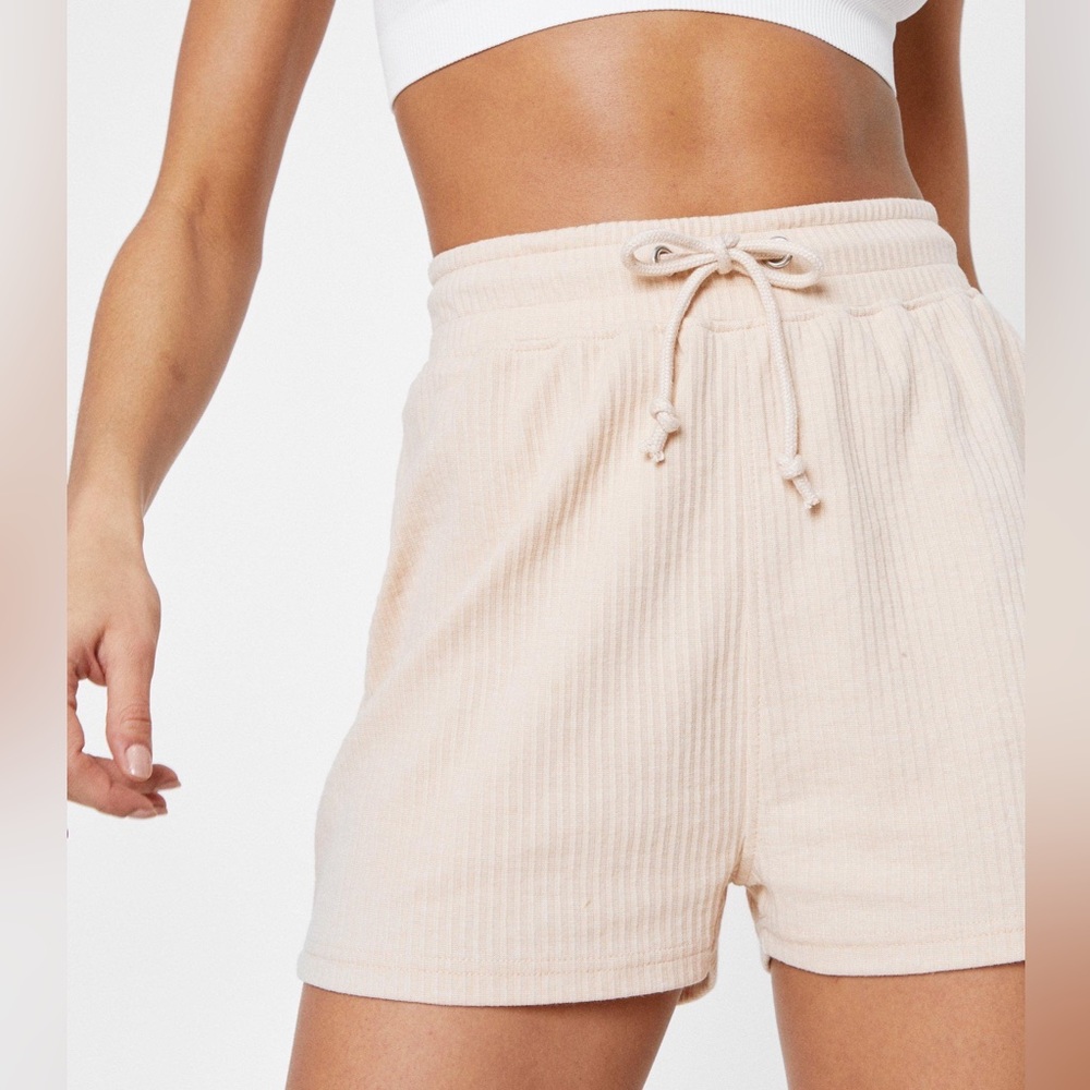 NASTY GAL | Ribbed High Waisted Drawstring Shorts Sz US 8